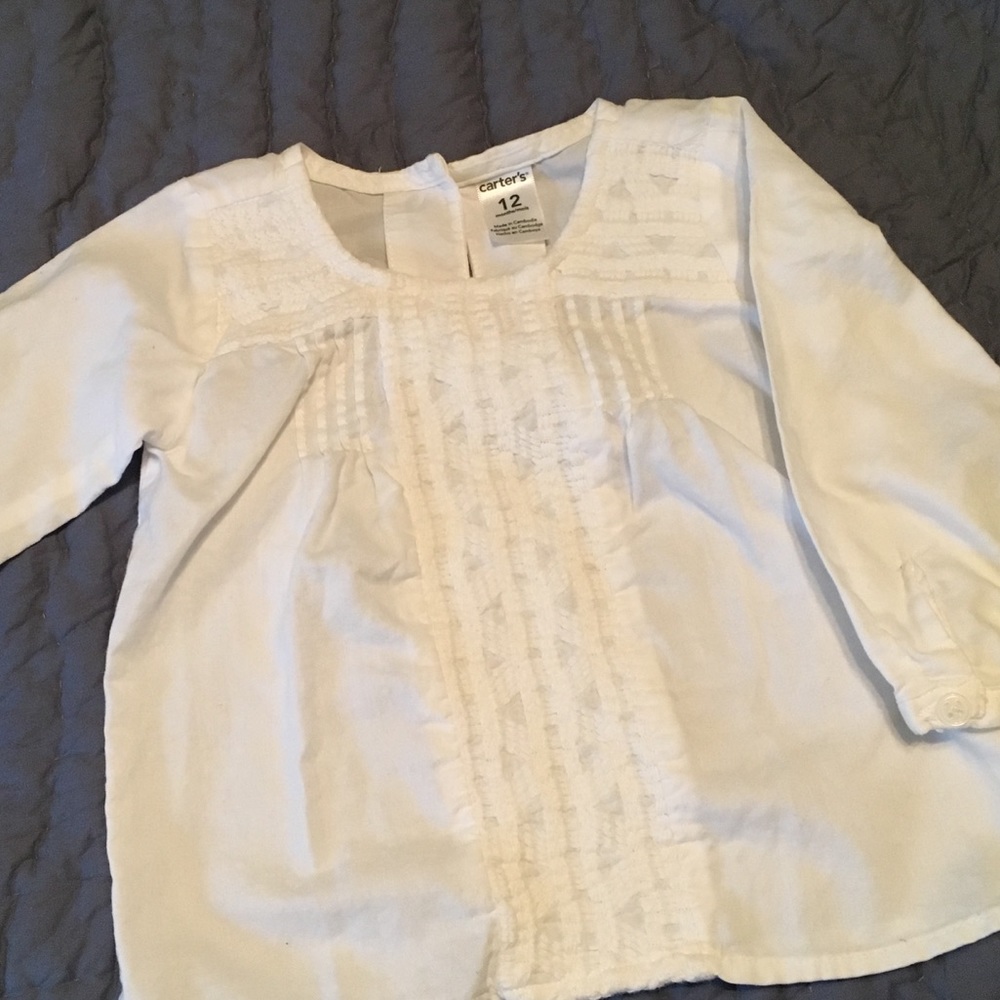 12mo White blouse - Like New!